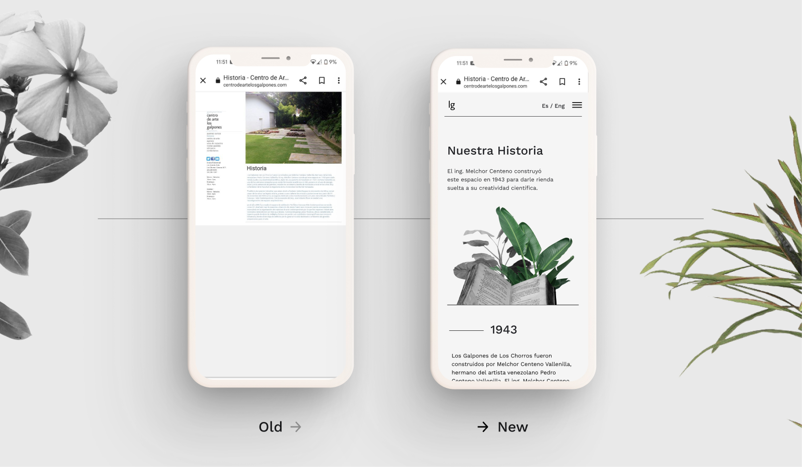 old and new website phone mockup image